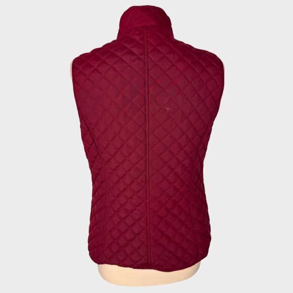 G.H. Bass Small Quilted Snap Front Vest 100% Polyester Maroon Red - Picture 5 of 8